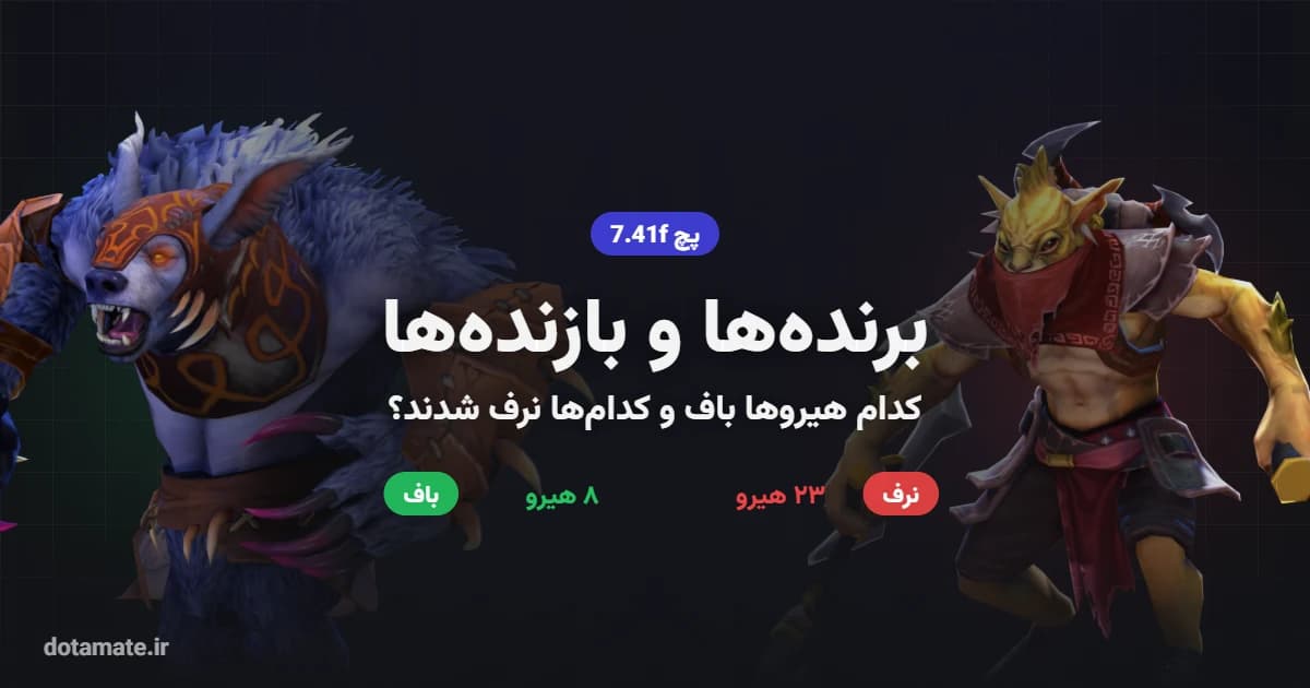 کاور برنده‌ها و بازنده‌های پچ 7.41f دوتا ۲ با تصویر Ursa و Bounty Hunter
